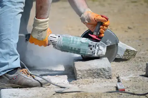 Angle Grinder Cutting Stone