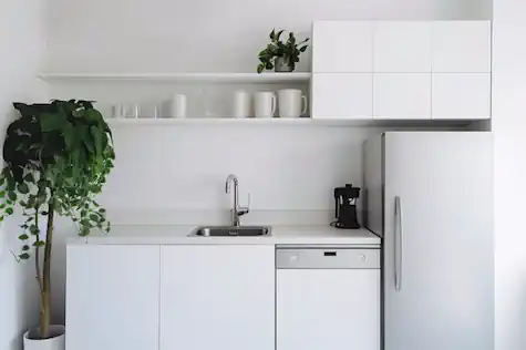 All White Tiny House Kitchen